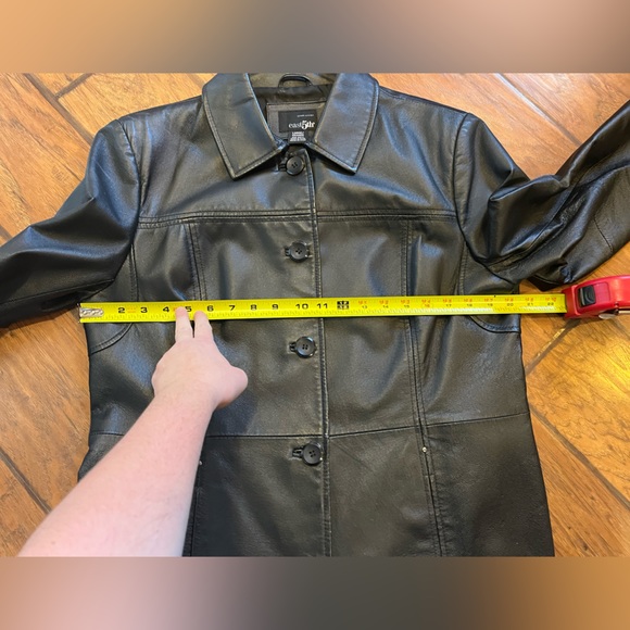 Nice! East 5th genuine leather black coat jacket women’s large button down - Picture 9 of 16